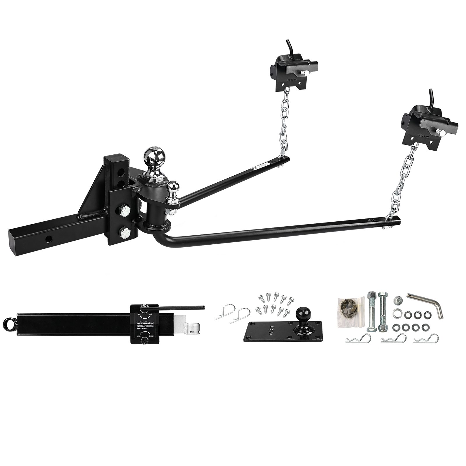 1000 lbs Weight Distribution Hitch Kit with Sway Control, 2-in Shank, 2-5/16-Inch Ball, Black